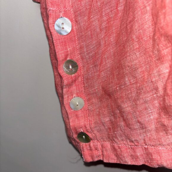 Tahari Women's Collared V-Neck Linen Shirt Blouse Tunic 3/4 Sleeve Pink Peach 2X - Picture 6 of 10